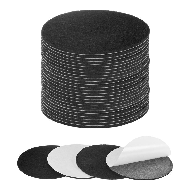 M METERXITY 30-Pack Lamp Base Felt, 3.5 Inch Dia. 2mm Thick Self Adhesive Round Fabric Felt Pads for Lamp/Furniture/DIY, Non-Slip Fiber Backed Patch Circles with Adhesive Backing [Black] - Image 1